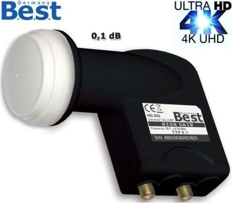 Best Konwerter Satelitarny LNB Twin BEST HG 202 Ultra Black 0,1dB 4260443570164