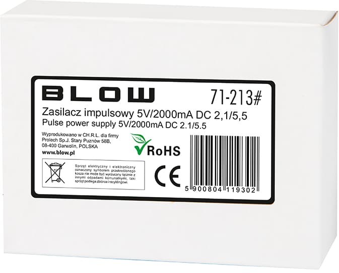Zasilacz impuls 5V/2000mA 2,1/5,5 NOWY 71-213#