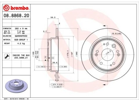 BREMBO Tarcza hamulcowa 08.8868.20