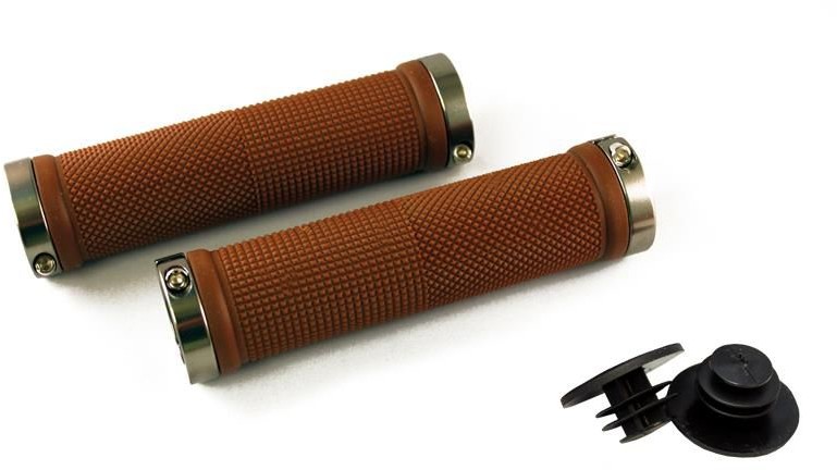 CLARKS Chwyty kierownicy CLO201 LOCK-ON brązowe klamry szare aluminiowe anodyzowane 5021646011545