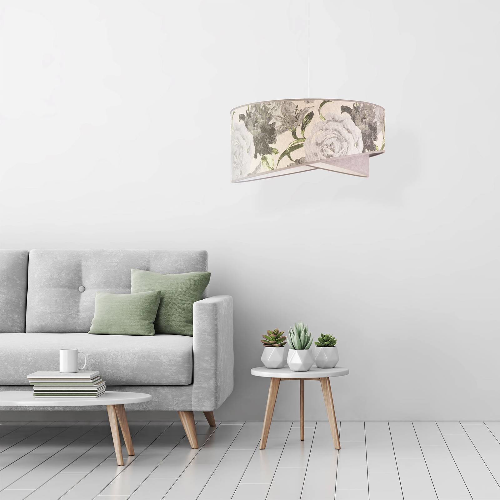 Euluna Lampa wisząca Royal z różanym wzorem, szara