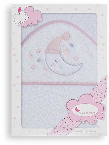 Interbaby Interbaby 01186-12 Dziecięcy ręcznik kąpielowy LUNA, biały i różowy, różowy