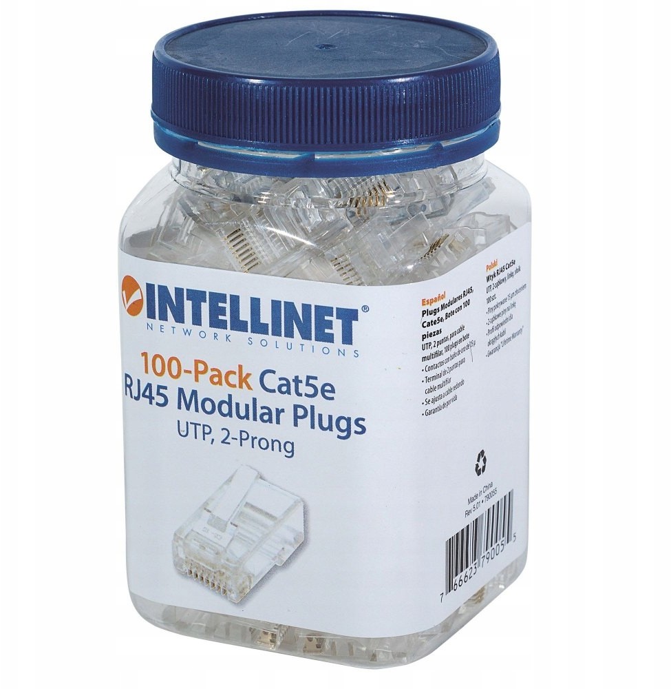 Wtyk RJ45 8P/8C Utp CAT5E Na Linkę Słoik 100 Sztuk