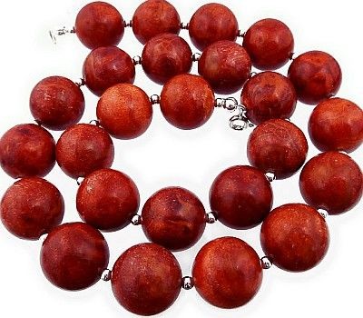 Arande Piękny Naszyjnik Duży Naturalny Koral Srebro 2305512722