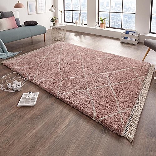 Freundin Home Collection Designerski dywan z wysokim runem Primrose Rosa kremowy, z frędzlami 103281-120x170