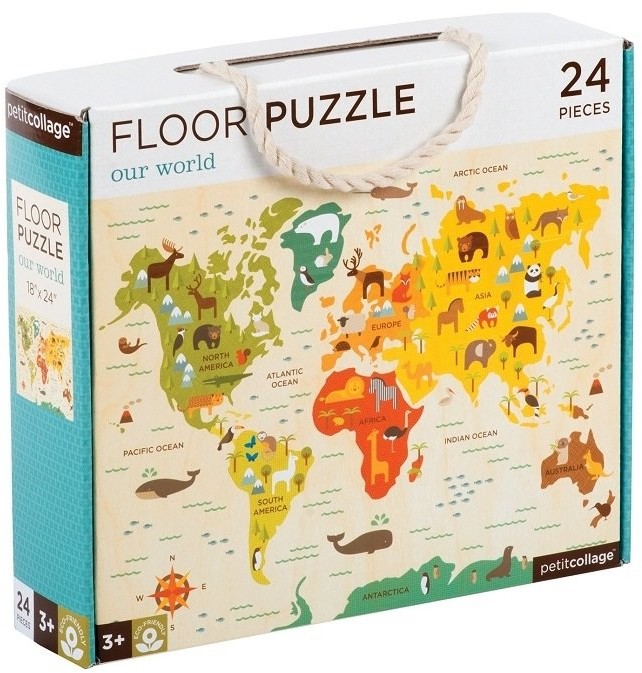 Petit Collage, puzzle podłogowe Mapa Świata
