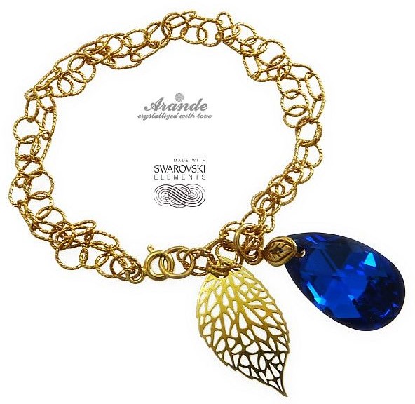 Swarovski Arande bransoletka BLUE COMET LEAF ZŁOTE SREBRO 700181