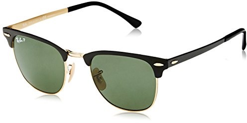 Ray-Ban Okulary przeciwsłoneczne  Clubmaster Metal RB 3716 złoty Black/Green unisex 0RB3716187/5851