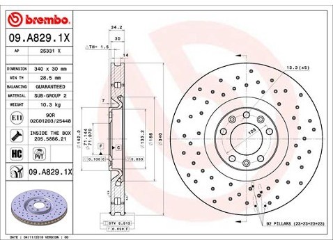 BREMBO Tarcza hamulcowa 09.A829.1X