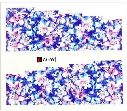 Allepaznokcie Naklejki wodne do paznokci arkusz 6,5 x 5,5 cm na 10 palców a Nr 069