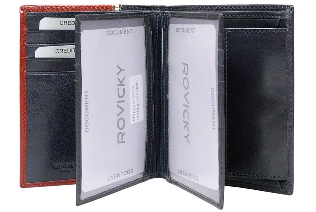 Rovicky Pionowy portfel męski dwukolorowy, skóra naturalna HQ