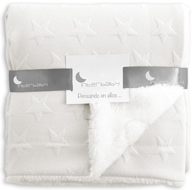 Interbaby koc gwiazdki + baranek 80×110 kremowy