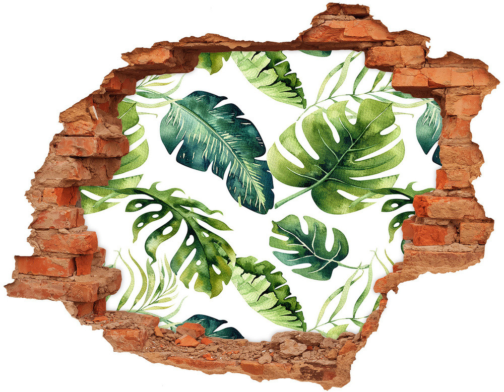Wallmuralia.pl Naklejka 3D dziura na ścianę Tropikalne liście