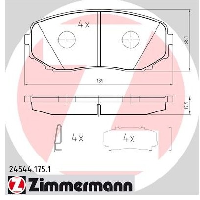 ZIMMERMANN Zestaw klocków hamulcowych, hamulce tarczowe 24544.175.1