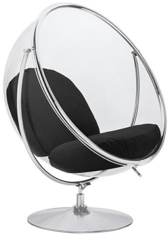 King Home Fotel BUBBLE STAND 2 poduszka czarna - akryl, chrom, wełna KH.20107