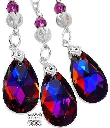 Arande SWAROVSKI PIĘKNY KOMPLET *VOLCANO AMETHYST* SREBRO 4399837928