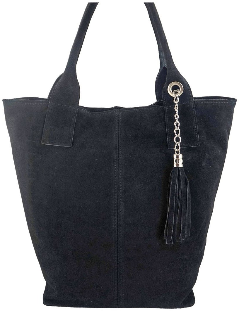 Barberini's Shopper bag - torebka damska zamszowa - Czarna 375/8-1