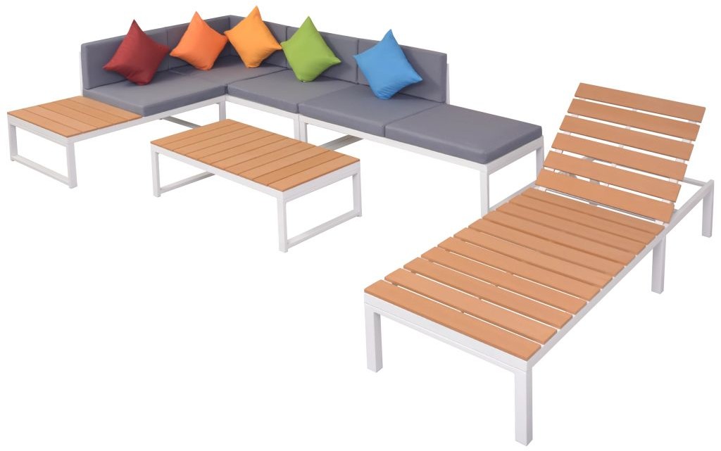 vidaXL 20-częściowy zestaw mebli ogrodowych z narożną sofą i leżakiem