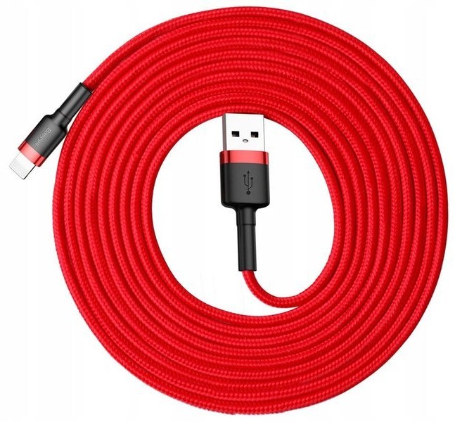 Baseus Kabel Baseus Cafule USB Lightning do iPhone iPad iPod 2A 3m Czerwony CALKLF-R09