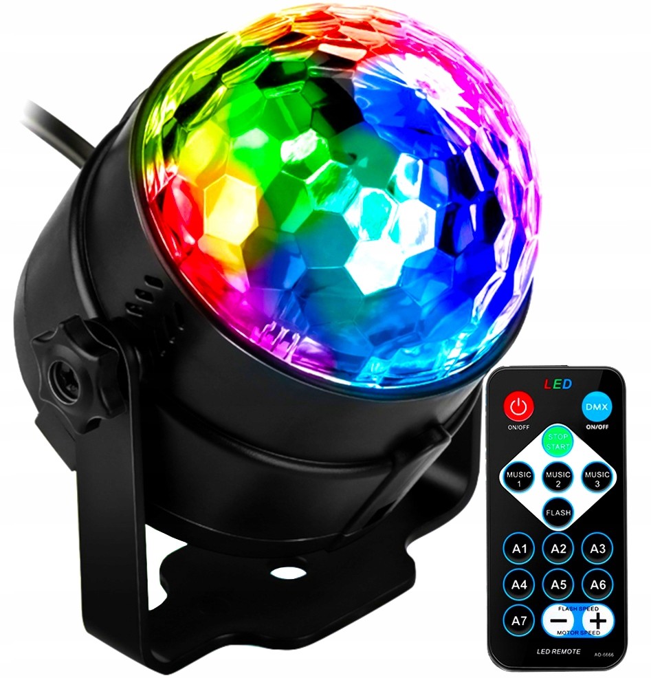Projektor Dyskotekowy Kula Disco Reflektor Led Rgb
