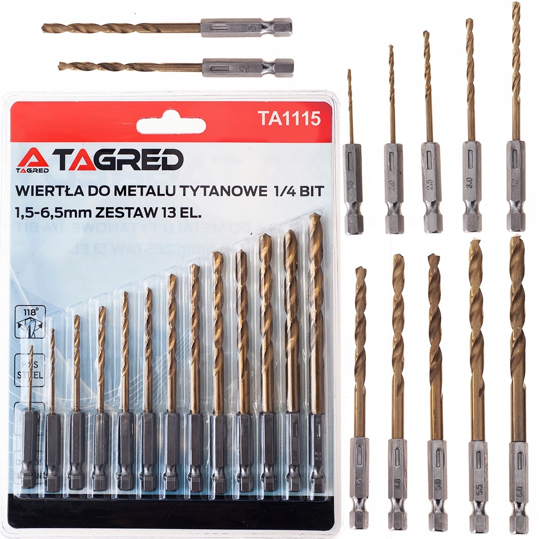 HSS Zestaw Wiertła Do Wkrętarki Tytanowe Hex Bit