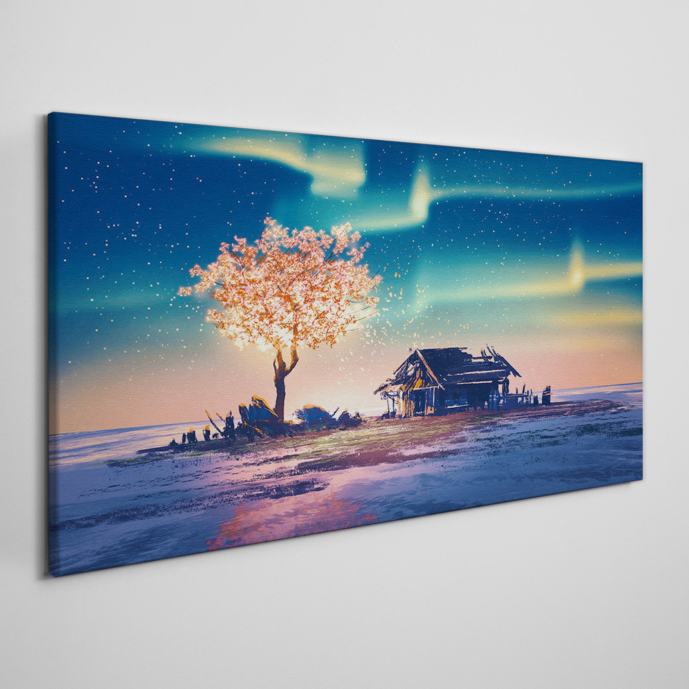 PL Coloray Obraz Canvas Abstrakcja Drzewo Niebo Noc 120x60cm