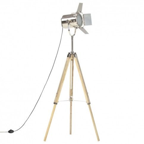Drewniana lampa podłogowa vintage na statywie - 3X EX196 T8-F51