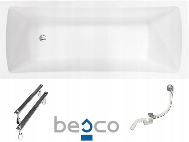 Besco Optima 150x70cm wanna prostokątna + obudowa + syfon (#WAO-150-PK/#OAO-150-PK/19975 |)
