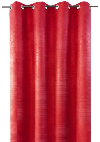 BelAir BEL Air Shade 0400057  0001 zasłona z oczkami, tłoczona sztuczny jedwab, w paski, z obszytą 140x250 cm, Poppy Red/czerwony 0400057-0001