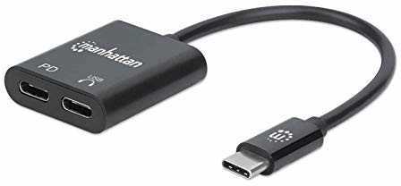 Manhattan USB-C na USB-C (w tym zasilanie) i USB-C Audio, 480 Mbps (USB 2.0), kabel 11 cm, czarny 153348