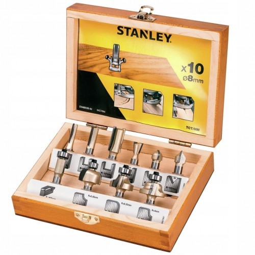 Stanley FREZY TCT/HM-UCHWYT 8MM ZESTAW 10 SZTUK STA80020-XJ