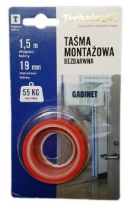 Technicoll Taśma montażowa dwustronna 19mm x 1,5m bezbarwna Technicoll T-680