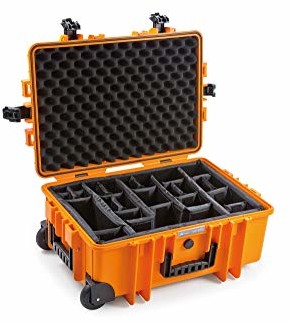 B&W International GmbH B&W Outdoor Case twarda walizka typu 6700 z podziałem na przegródki, możliwość dostosowania (twarda walizka IP67, wodoszczelna, wymiary wewnętrzne 53,5x36x22,5 cm, pomarańczowa)