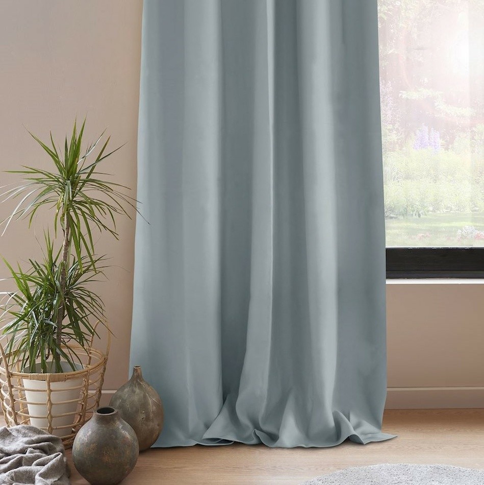 AmeliaHome Zasłona Blackout EYELETS srebrny, 140 x 245 cm