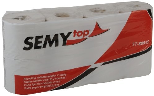 SemyTop semy Top uchwyt na papier toaletowy 2-warstwowa 400 arkuszy Biały z recyklingu, 7ER Pack (7 X 8 sztuki) ST-88035