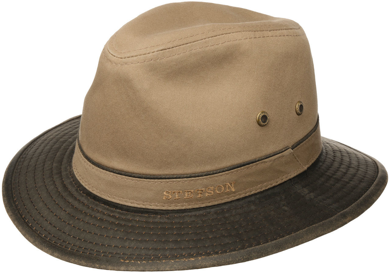 Kapelusz Bawełniany Ochroną UV by Stetson, ciemnobeżowy, XL (60-61 cm)