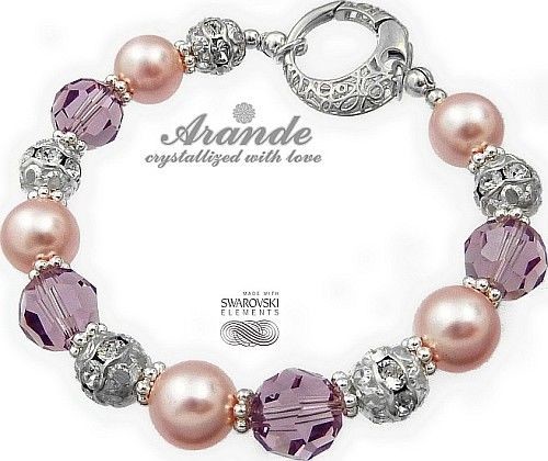 Swarovski Arande Piękna Bransoletka Crystal Amethyst Srebro 3095044301