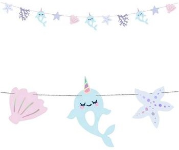 PartyDeco Girlanda "Narwal&quot mix 100 cm GL17