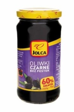 Jolca Oliwki czarne b/pestek 60% GRATIS ( 140 + 90g )
