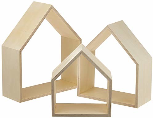 Glorex GmbH Designerska rama drewniana domki 3St 26x30x10 cm/25x25x10/17,5x20x10 6 1320 305