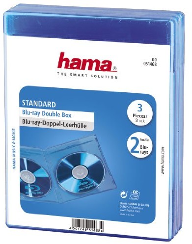 Hama Blu-ray pokrowiec na podwójne gniazdo trójpak (również pasuje do płyt CD i DVD, z folii do wkładania Covers) Niebieski 00051468