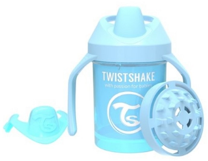 Twistshake Twistshake, Kubek niekapek z uchwytami i mikserem do owoców, Niebieski, 230 ml