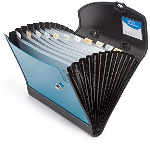 RAPESCO 0682 Designerska teczka z przegródkami z uchwytem, A4+, 13-krotna, Metallic aqua 0682