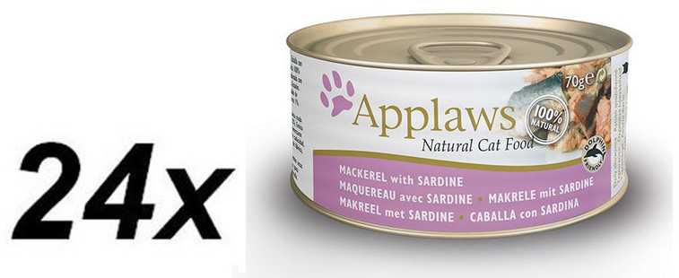 Applaws mokra karma dla kota Mackerel & Sardine 24 x 70g
