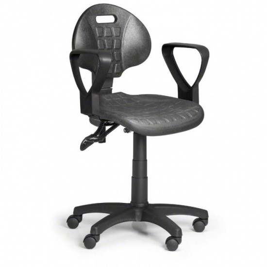 B2B Partner Krzesło PUR z podłokietnikami, asynchroniczna mechanika, do miękkich podłóg 300515