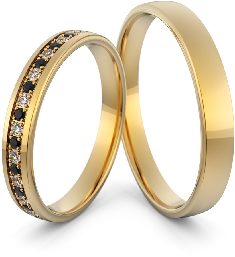 Eminence Obrączki ślubne delikatne z czarnymi brylantami - Au-1079 Au-1079-14