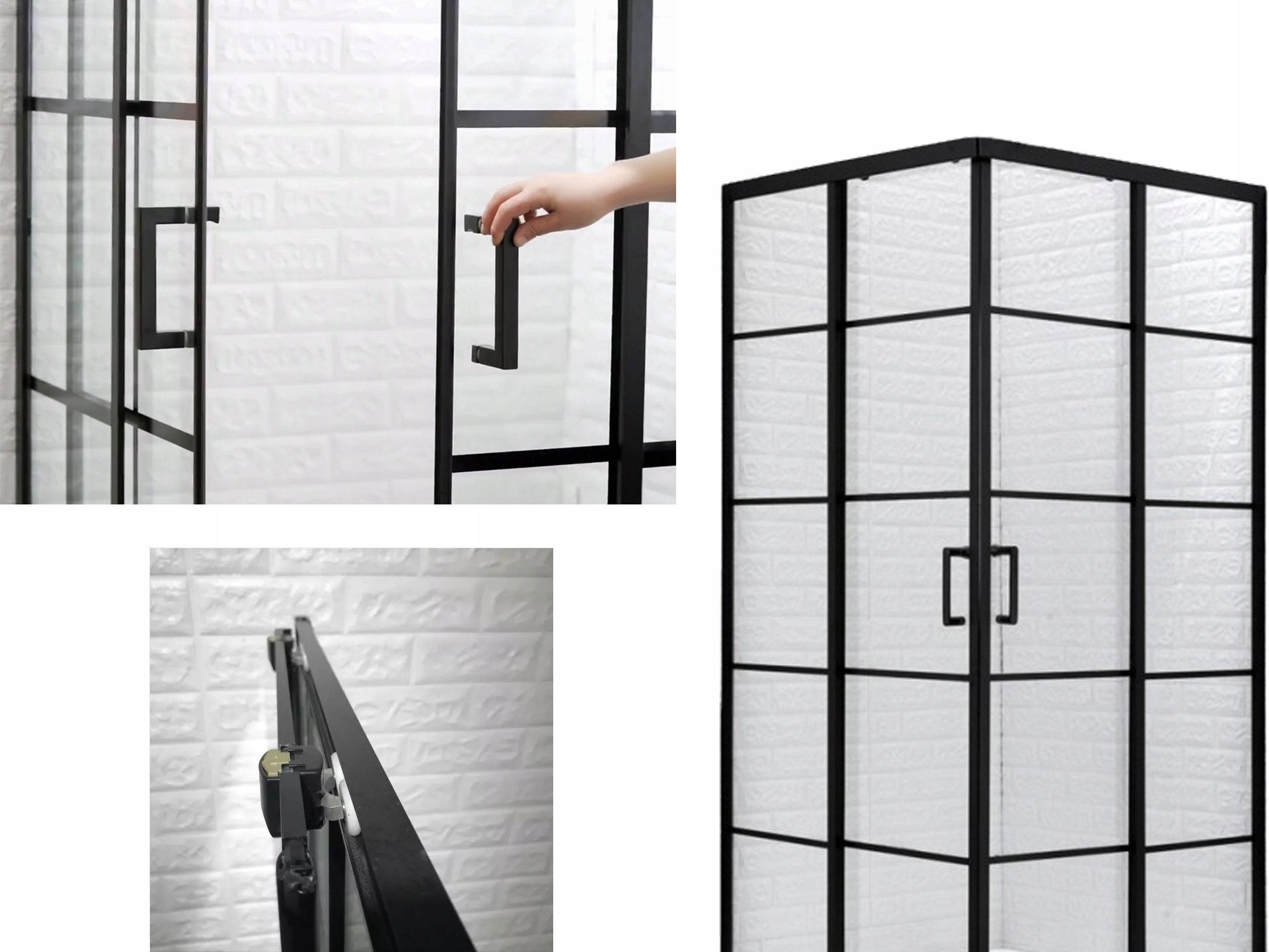 Toule24 Kabina prysznicowa 80x80 czarna 198