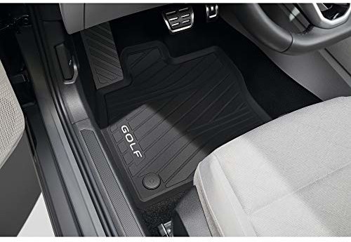 Volkswagen Volkswagen 5H106150282V gumowe dywaniki przednie 2 x dywaniki gumowe premium na każdą pogodę, nie nadają się do Mild-Hybrid (MHEV)/eTSI, czarne 5H106150282V