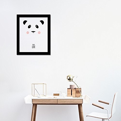 Walplus WAL Plus dekoracje naklejki na ścianę dekoracja ścienna naklejka do salonu dzieci pokój dziecięcy Wohnkultur com  cp036 m  Cartoon Panda artystyczny wydruk na płótnie + FR030 czarna ramka na zdjęcia CP036F