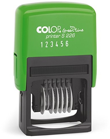 Colop 15526050 numery S226 Green Line (6 cyfry 0  9, samobarwiących, 22 X 4 MM) do stempli czarna 105558